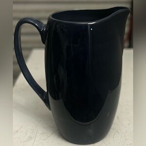 Pottery Barn Navy Blue Sausalito Ceramic Ware Large Beverage Pitcher 10.5”